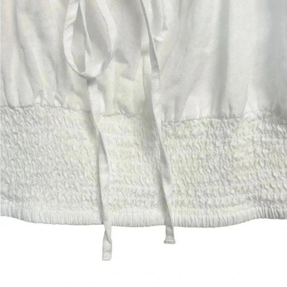 LOVE TREE Smocked White Crop Tank Top Sz. Large NWT - Picture 3 of 7